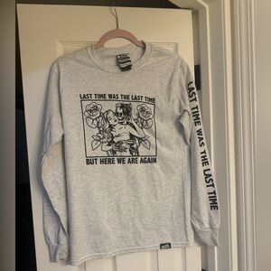 Broken Promises small Last Time Death Love  Floral Long Sleeve Graphic Shirt nwt